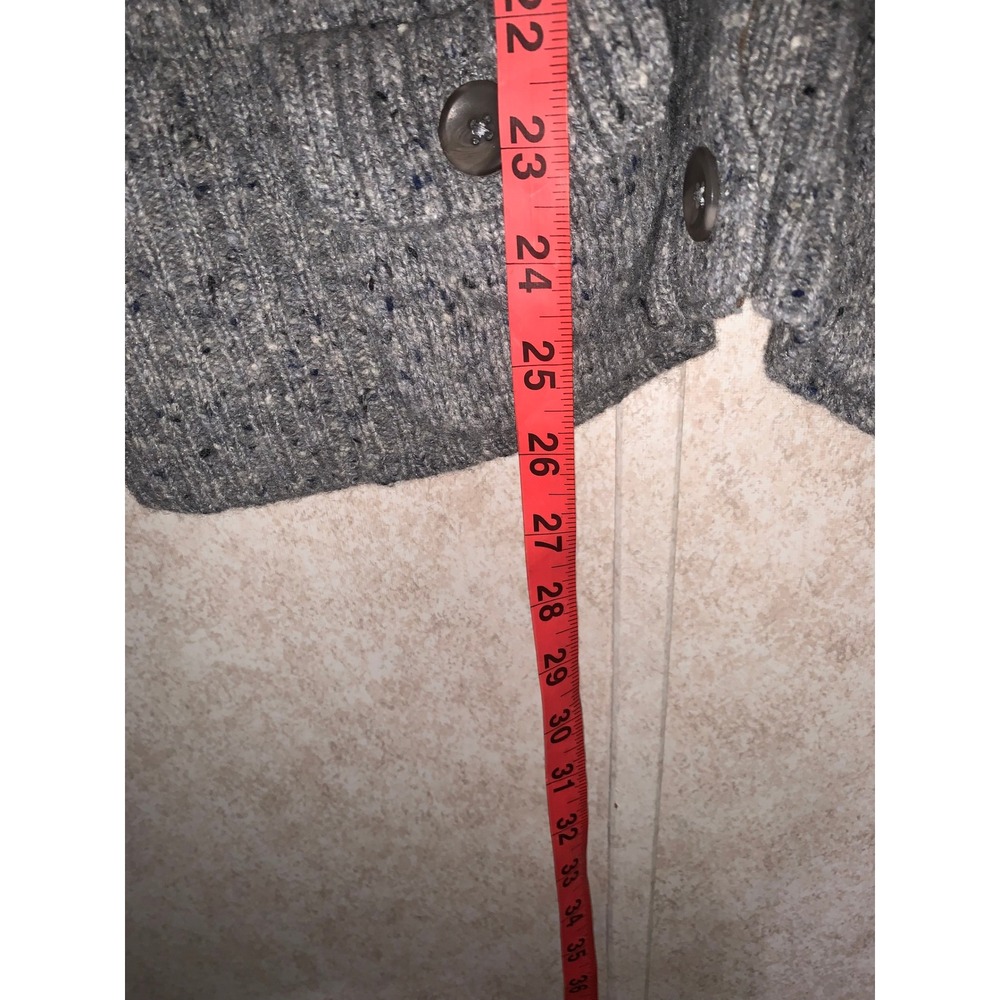Eddie Bauer Mens XL Gray Lambswool Cashmere Donegal Cardigan Sweater Suede Trim - Picture 7 of 15